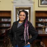 Sonia Langhorne poses in the library